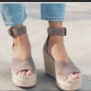 Soludos Positano platform wedge espadrilles in Ash. size US 8 / EU 38.5